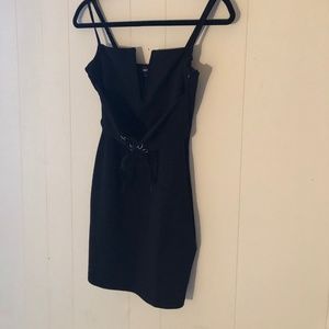 NANAA black corset mini dress bodycon V neck